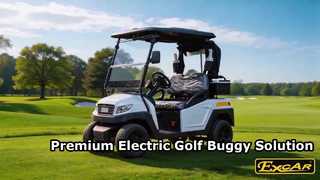 M1S2 Weißer EXCAR 2-Sitzer kleiner elektrischer Buggy-Golfwagen mit PC-Windschutzscheibenvitrine